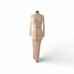 NWT Lace Long Sleeve Fitted Maxi Dress in white